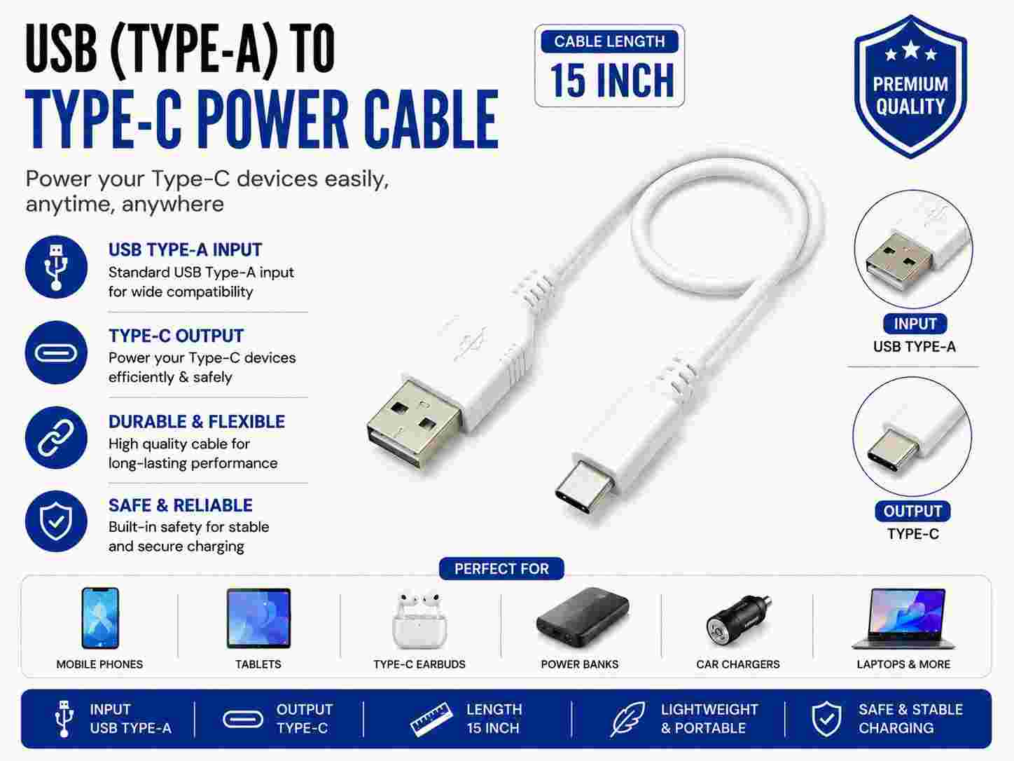 USB TYPE-A TO TYPE-C POWER CABLE